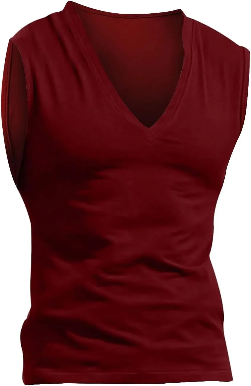 2 Pack Men's Muscle Shirts Fashion V Neck Sleeveless Workout Tank Tops Bodybuilding Gym Fitness Training Sport Tees