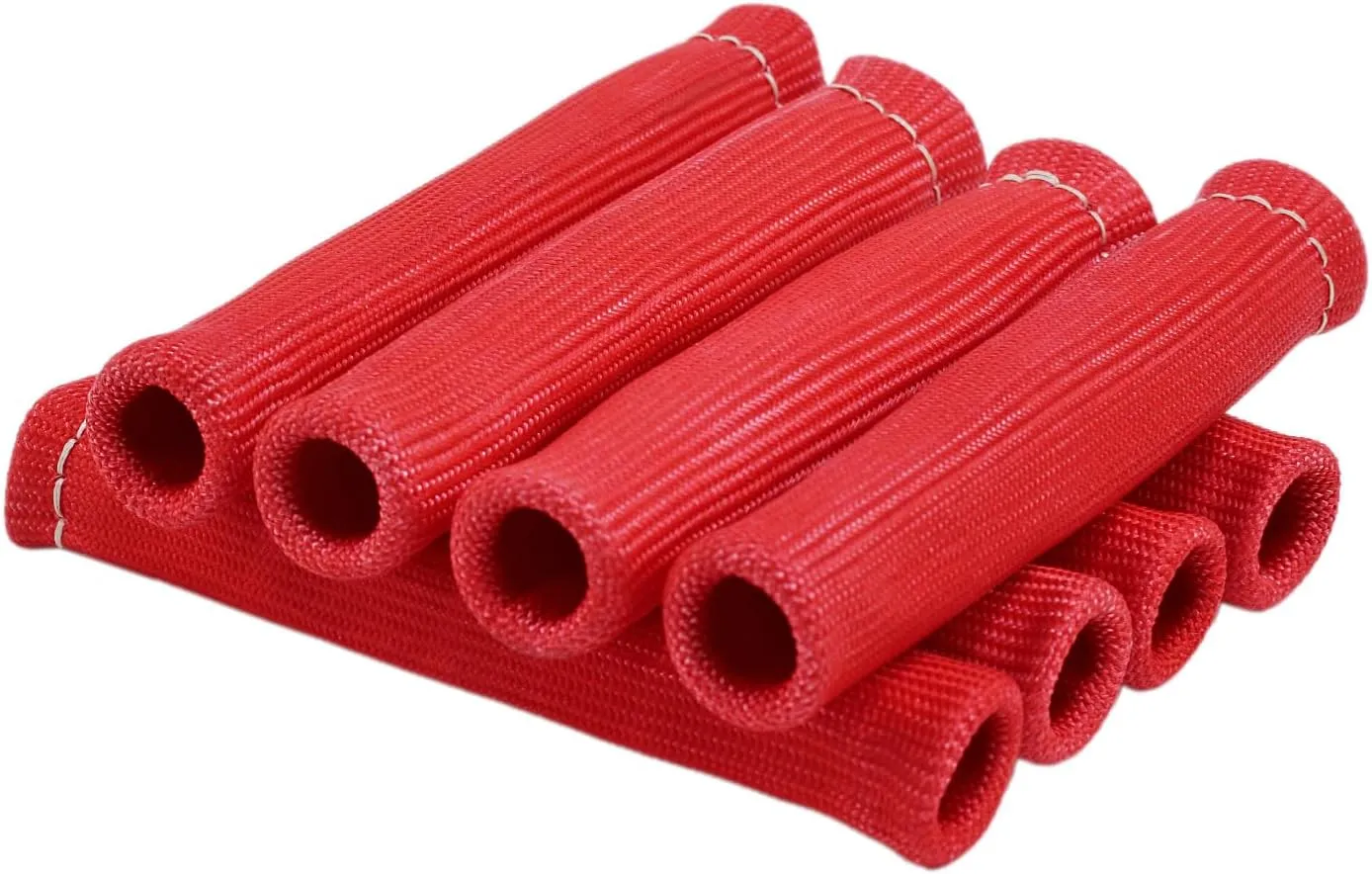 8Pcs 2500° Degree Spark Plug Wire Boots Heat Shield Protector Sleeve Cover Compatible with SBC BBC 350 454,6 Inch, Red