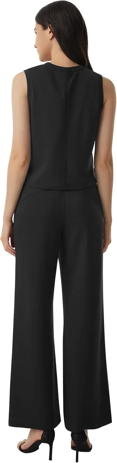 AFITNE Women's 2 Piece Outfits Air Essentials Sleeveless Tank Crop Top Wide Leg Sweatpants Lounge Set 2025 Tracksuit