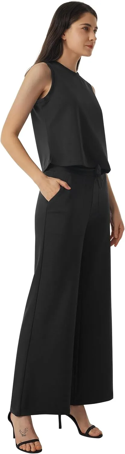AFITNE Women's 2 Piece Outfits Air Essentials Sleeveless Tank Crop Top Wide Leg Sweatpants Lounge Set 2025 Tracksuit