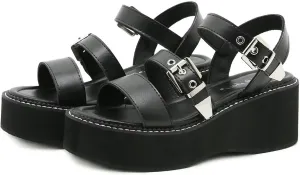 Agodor Women's Strappy Chunky Heeled Roman Gladiator Sandals High Heels Gothic Platform Open Toe Caged Shoes