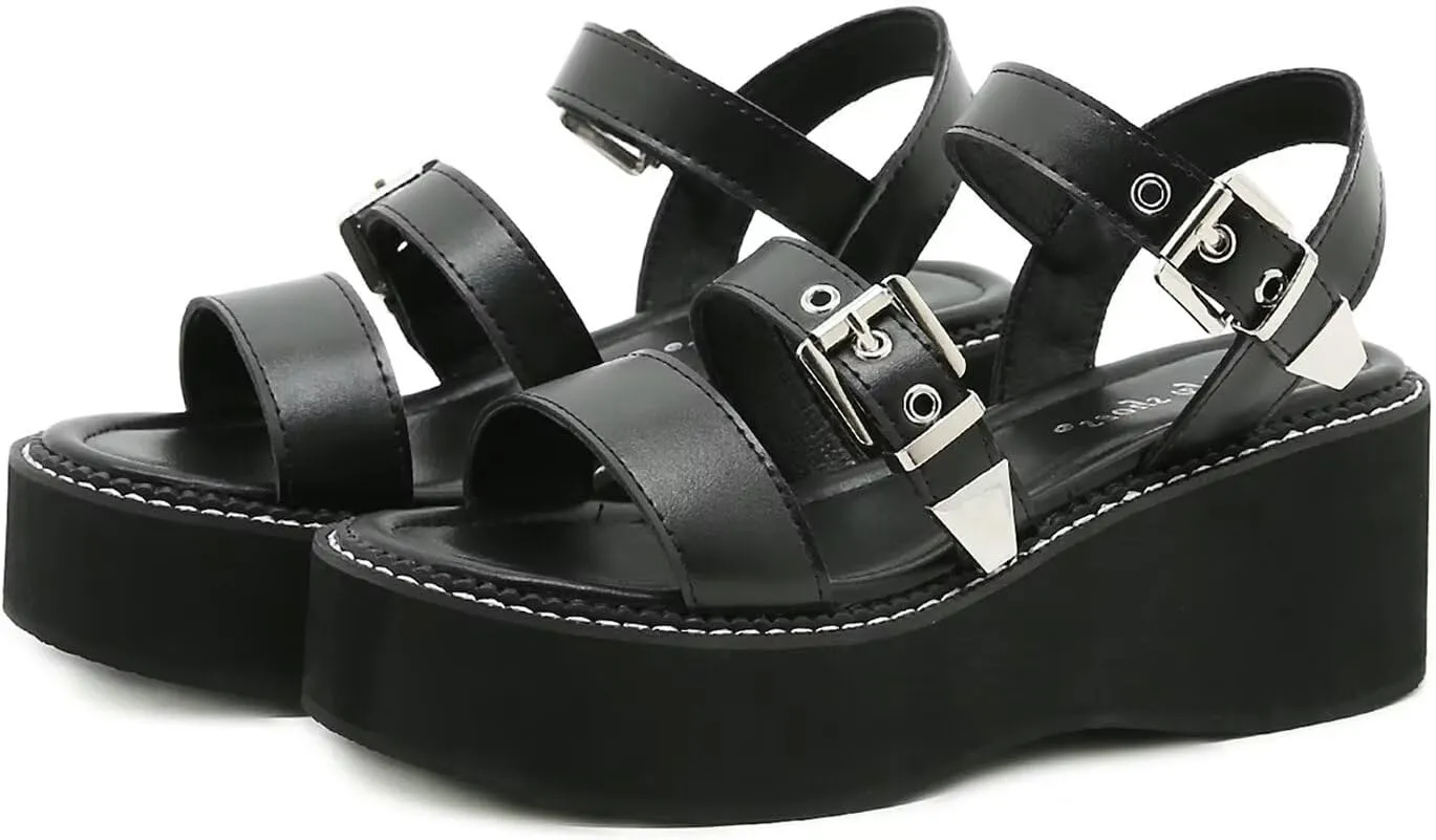 Agodor Women's Strappy Chunky Heeled Roman Gladiator Sandals High Heels Gothic Platform Open Toe Caged Shoes