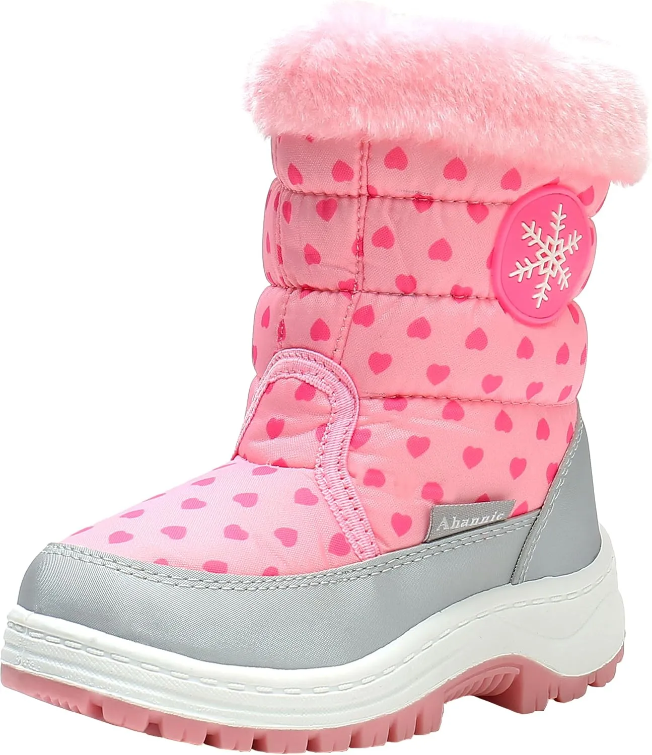 Ahannie Toddler Girls Warm Snow Boots, Kid Outdoor Insulated Winter Boot with Side Zipper