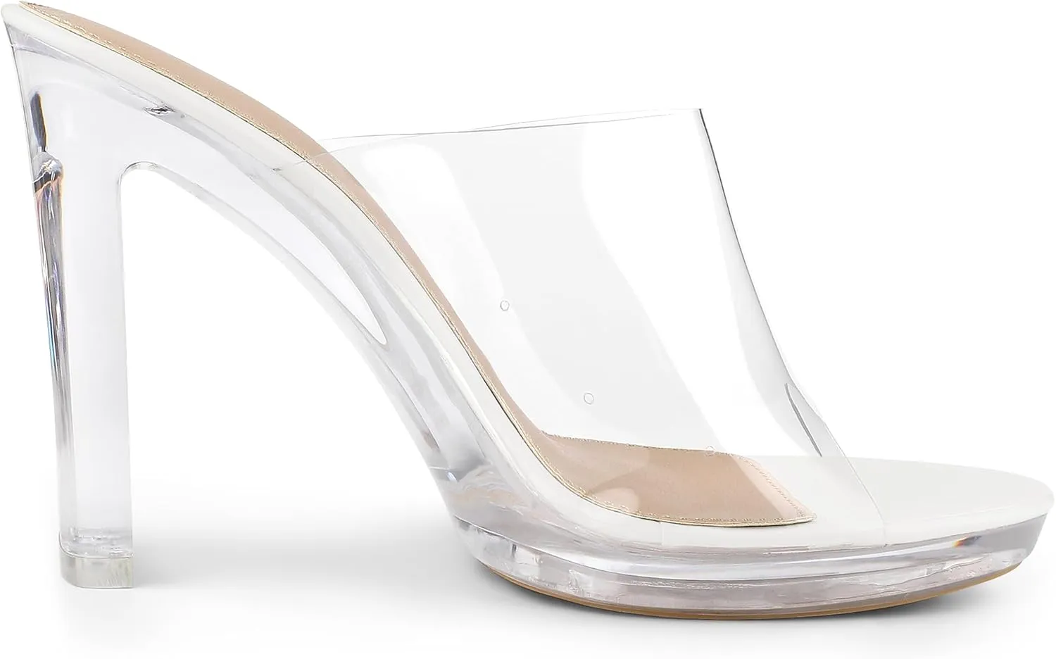 Allegra K Women's Clear Heel Platform Open Toe Chunky Heels Slides Sandals