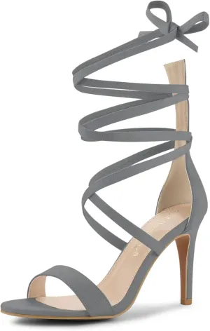 Allegra K Women's Open Toe Stiletto Heel Lace Up Heels Sandals
