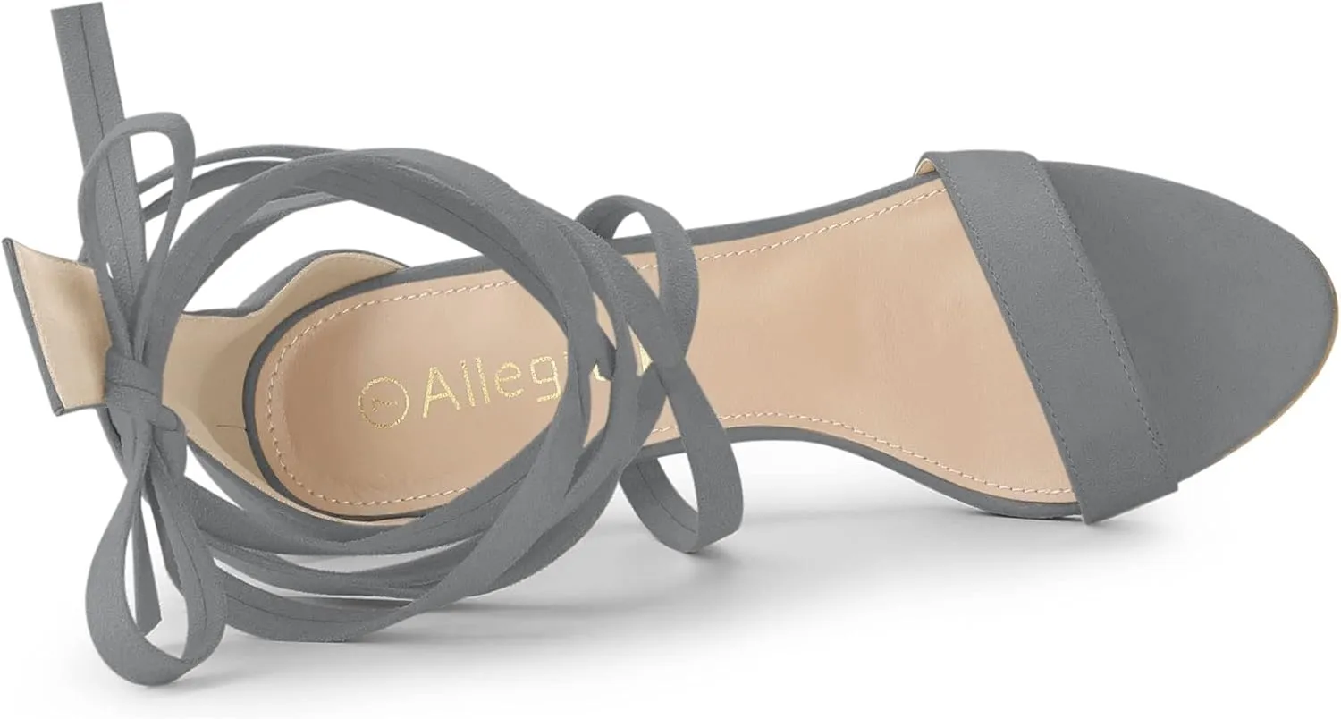 Allegra K Women's Open Toe Stiletto Heel Lace Up Heels Sandals
