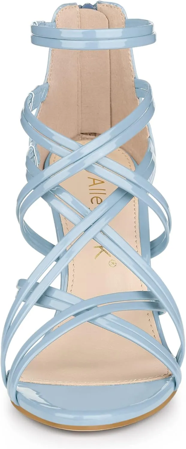 Allegra K Women's Open Toe Strappy Stiletto Heel Lace Up Sandals