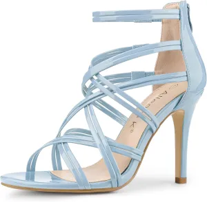 Allegra K Women's Open Toe Strappy Stiletto Heel Lace Up Sandals