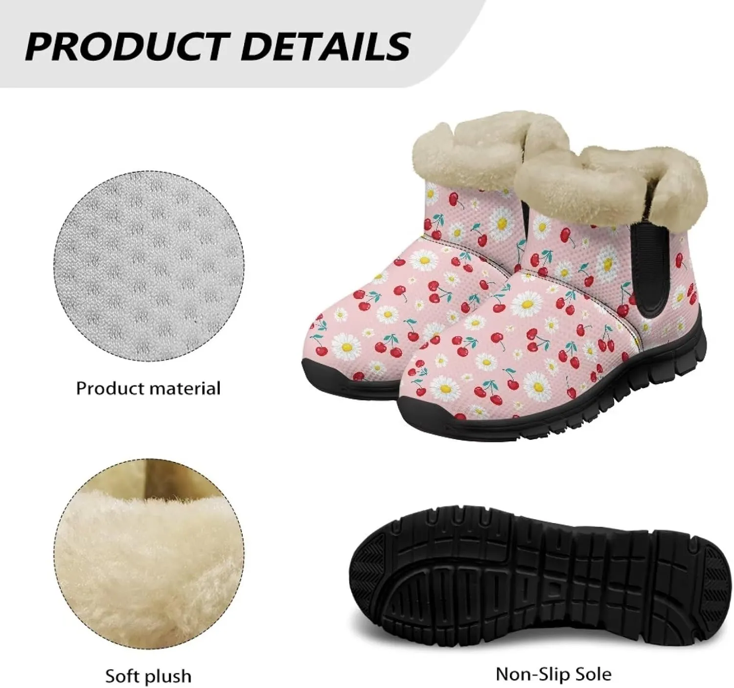 Ankle Boots for Women Waterproof Anti-Slip Winter Warm Fur Lined Snow Boot Outdoor Insulated Slip On Booties Shoes for Hiking Work