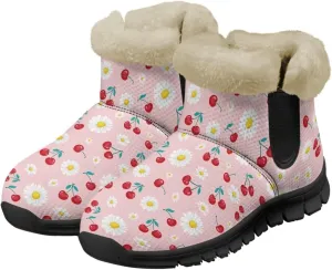 Ankle Boots for Women Waterproof Anti-Slip Winter Warm Fur Lined Snow Boot Outdoor Insulated Slip On Booties Shoes for Hiking Work