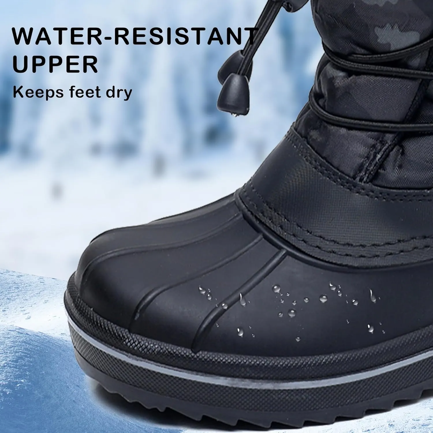 Apakowa Boys Girls Snow Boots Outdoor Slip Resistant Insulated Waterproof Winter Snow Boots (Toddler/Little Kid/Big Kid)