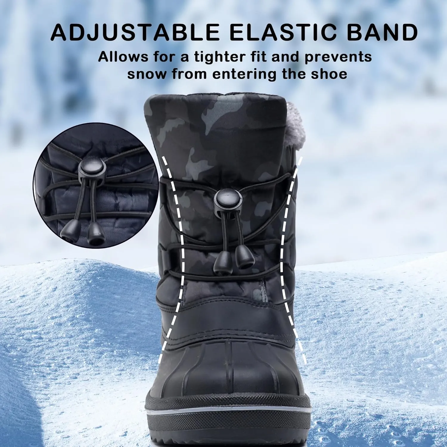 Apakowa Boys Girls Snow Boots Outdoor Slip Resistant Insulated Waterproof Winter Snow Boots (Toddler/Little Kid/Big Kid)