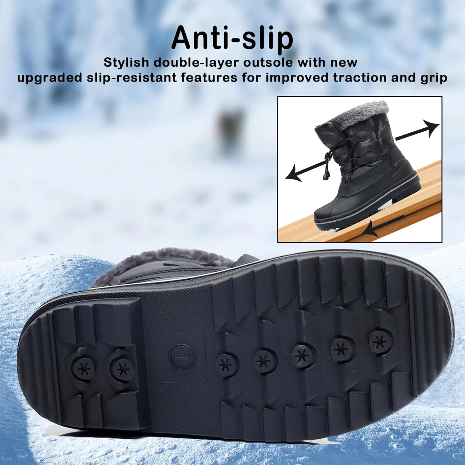 Apakowa Boys Girls Snow Boots Outdoor Slip Resistant Insulated Waterproof Winter Snow Boots (Toddler/Little Kid/Big Kid)