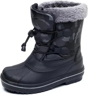 Apakowa Boys Girls Snow Boots Outdoor Slip Resistant Insulated Waterproof Winter Snow Boots (Toddler/Little Kid/Big Kid)