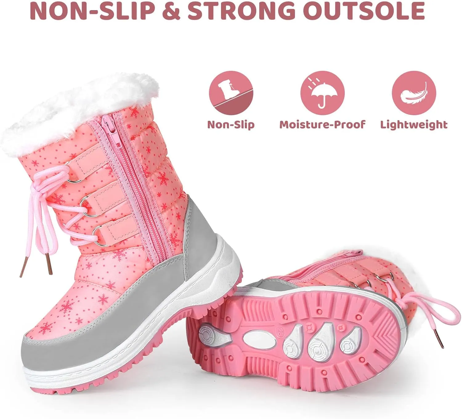 Apakowa Kids Girls Insulated Fur Winter Warm Snow Boots (Toddler/Little Kid)