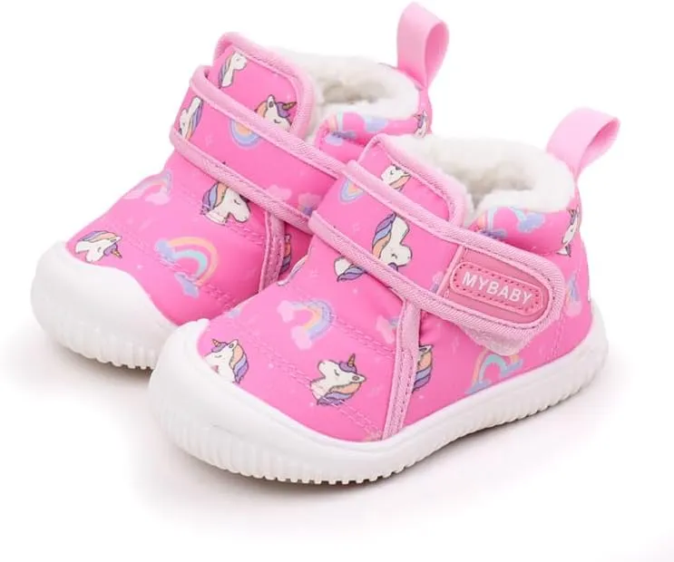Baby Winter Snow Boots for Toddlers 1-3 Years Anti-Slip Outdoor Booties with Plush Faux Fur Lining, Lightweight & Warm for Boys & Girls