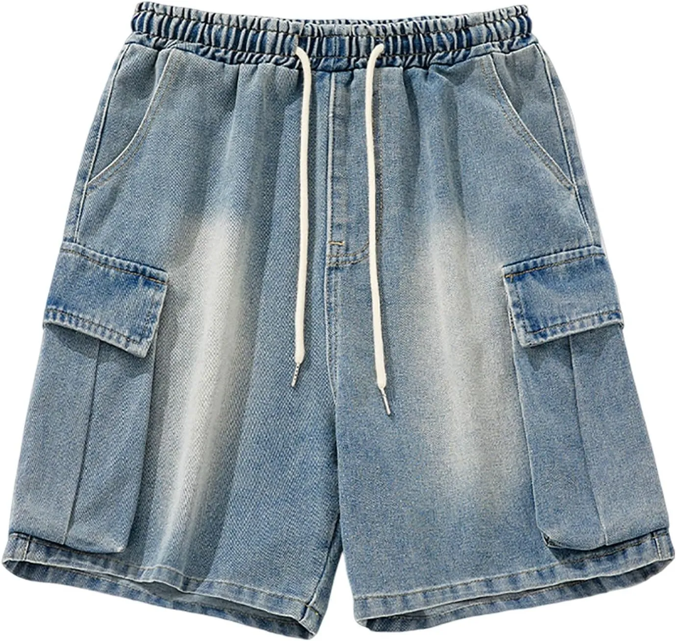 Baggy Jean Shorts for Men Summer Casual Loose Fit Hip Hop Long Denim Shorts with Pockets