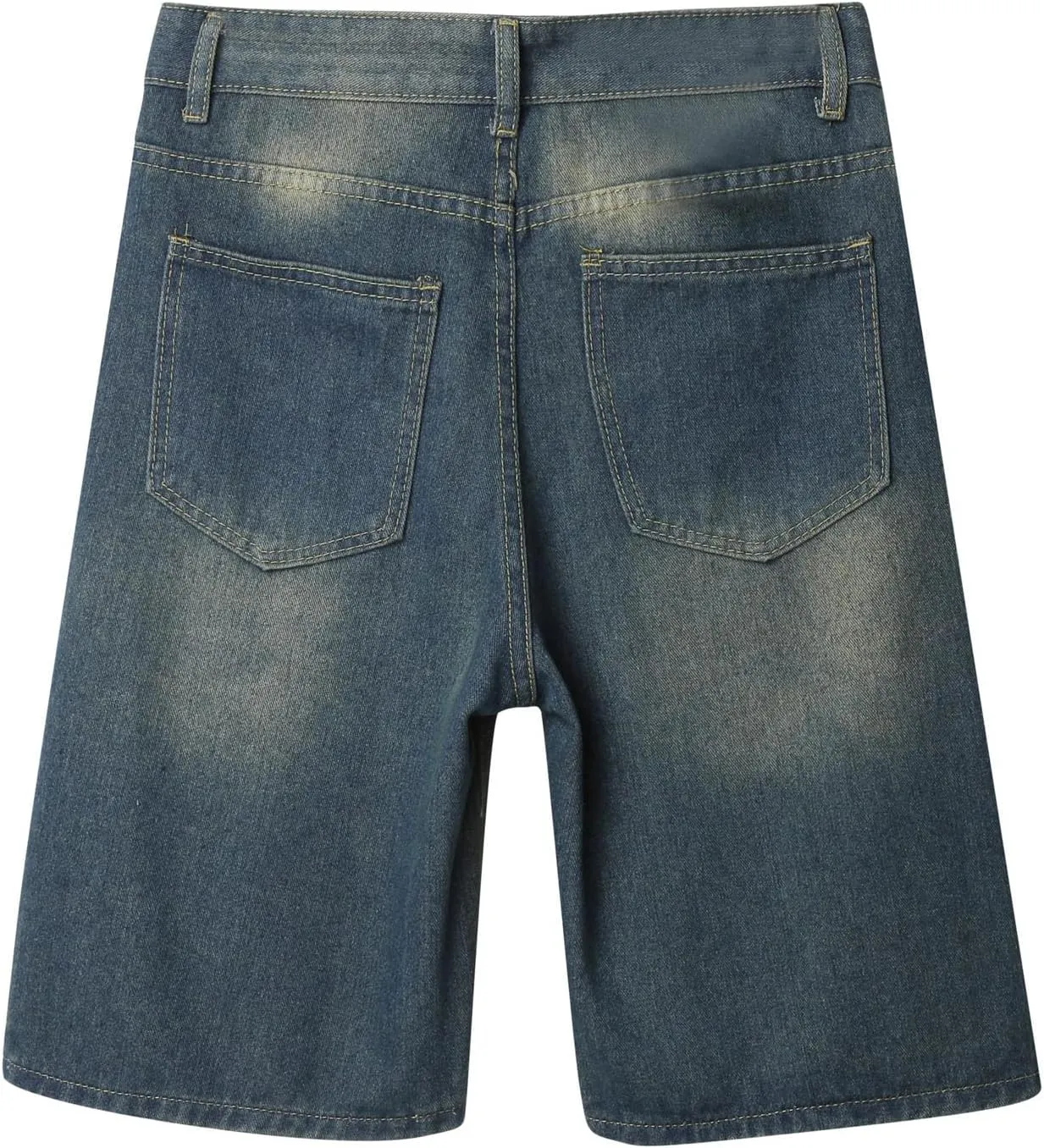 Baggy Jean Shorts for Men Summer Casual Loose Fit Y2K Hip Hop Skateboard Denim Shorts with Pockets