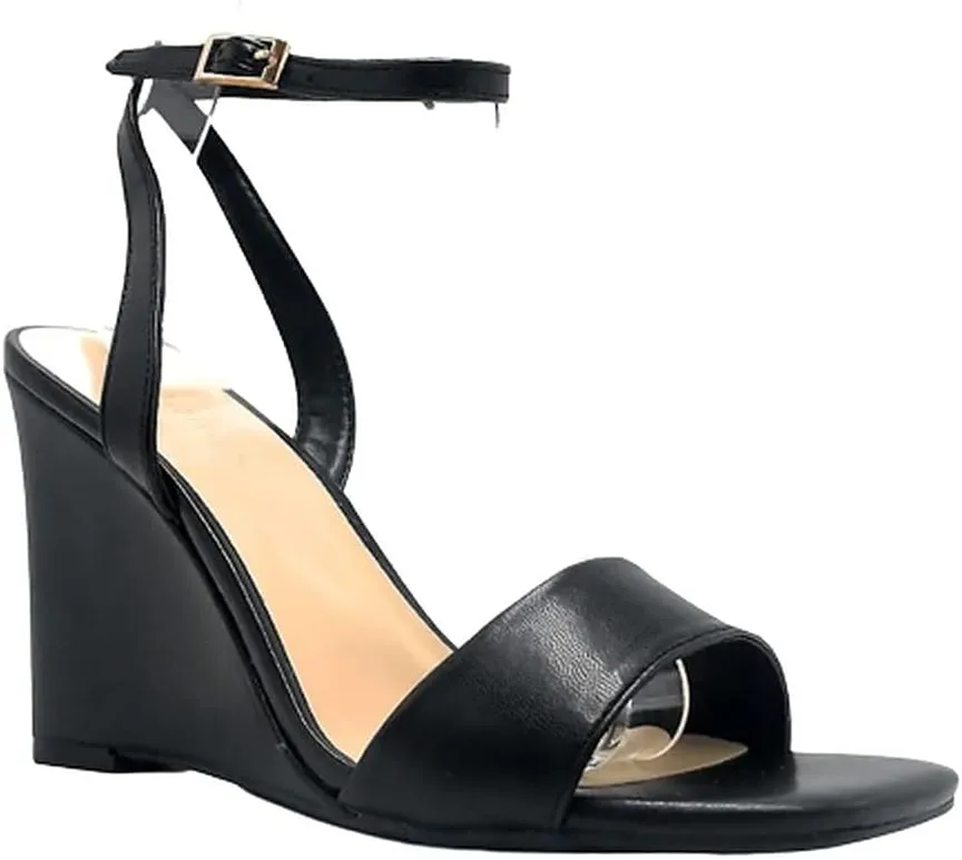 BAMBOO Women's Open Toe Ankle Strap Wedge Sandals