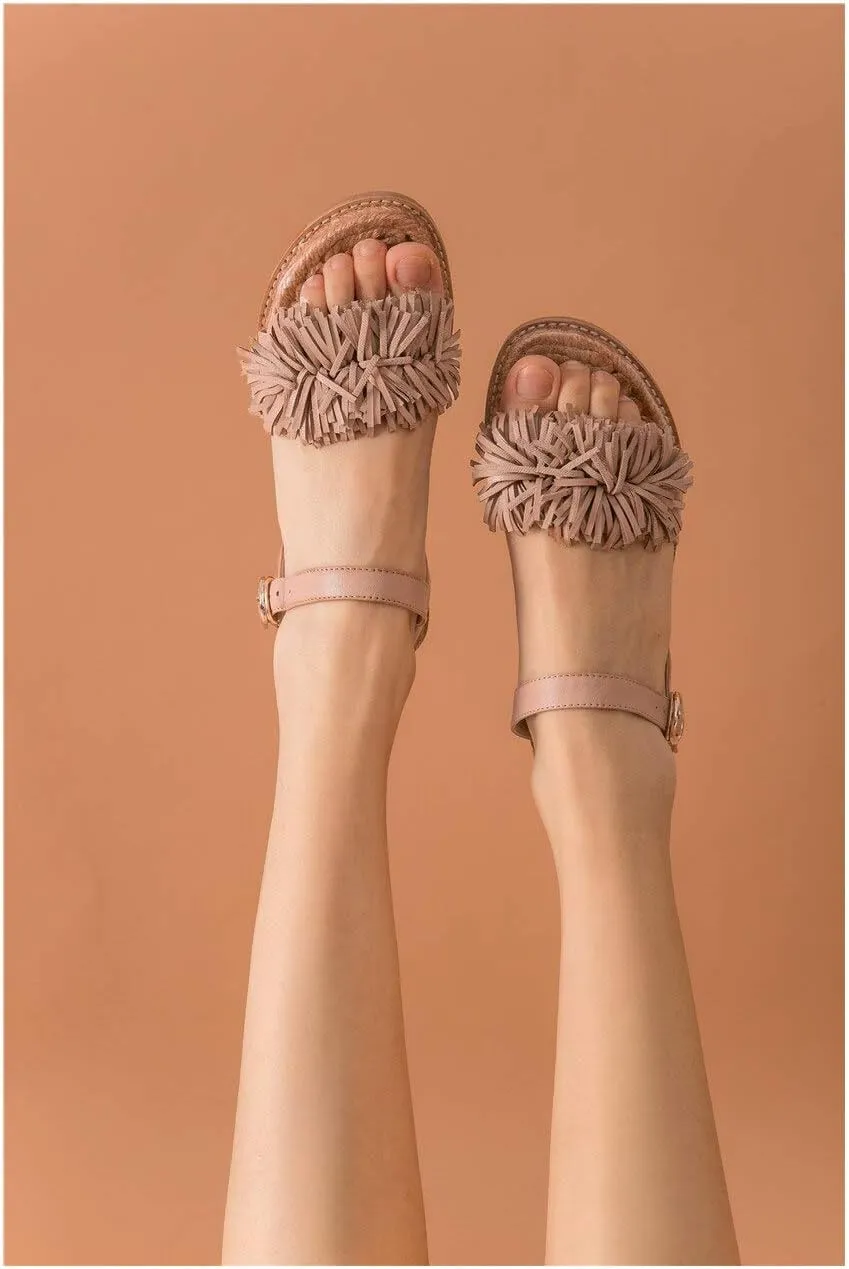 BEAU TODAY Flat Sandals for Women, Fashion Strappy Sandal Comfortable Arch Support Open Toe Beach Dressy Leather Summer Low Platform Sandals