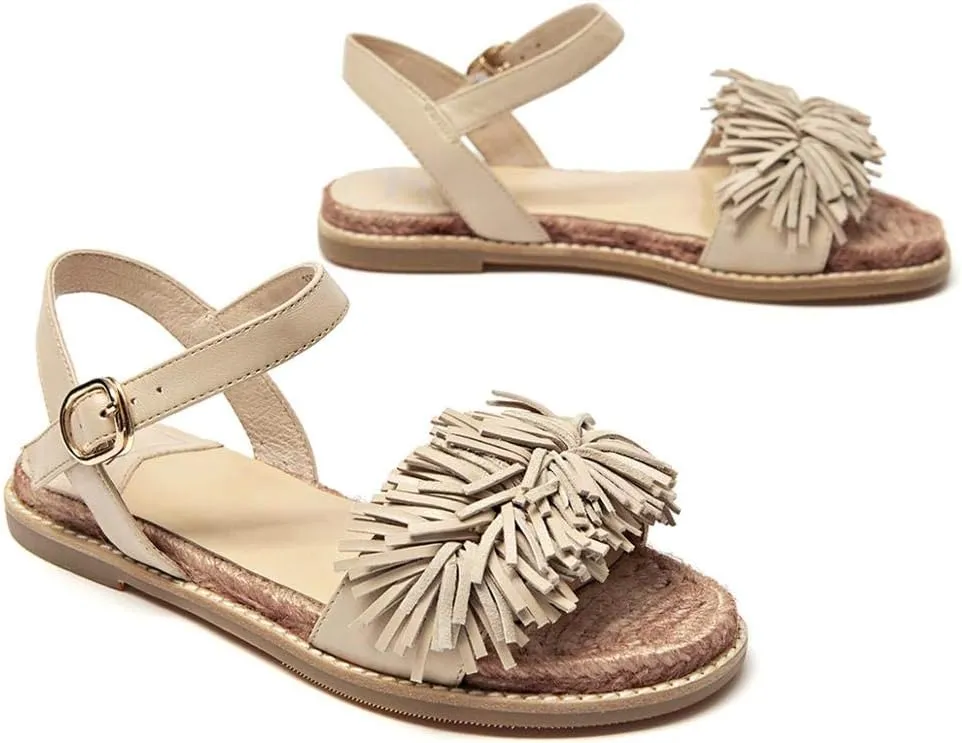 BEAU TODAY Flat Sandals for Women, Fashion Strappy Sandal Comfortable Arch Support Open Toe Beach Dressy Leather Summer Low Platform Sandals