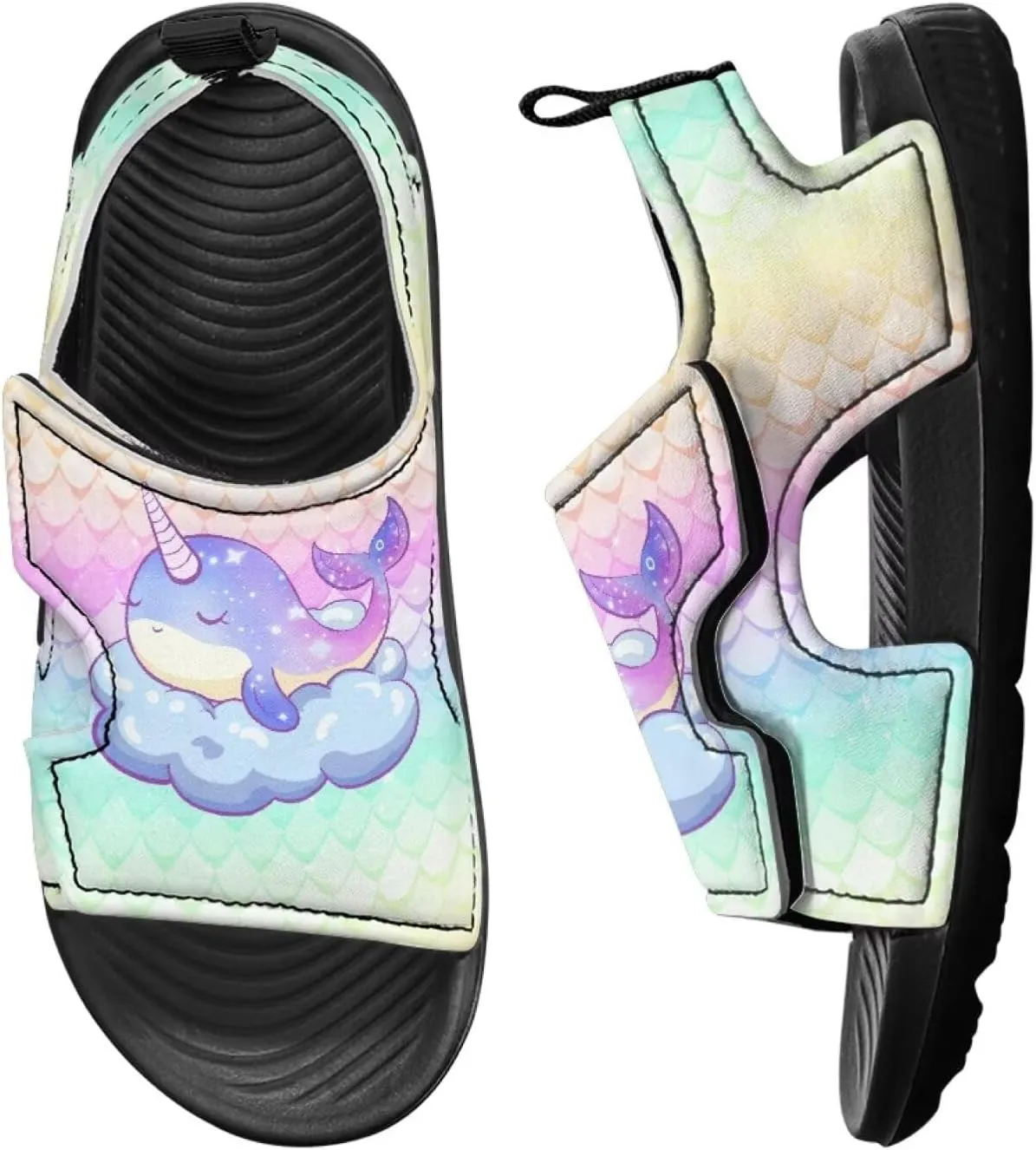Boys Horse Galaxy Sandals Kids Open Toe Sport Athletic Sandals Adjustable Strap Summer Beach Water Shoes Lightweight