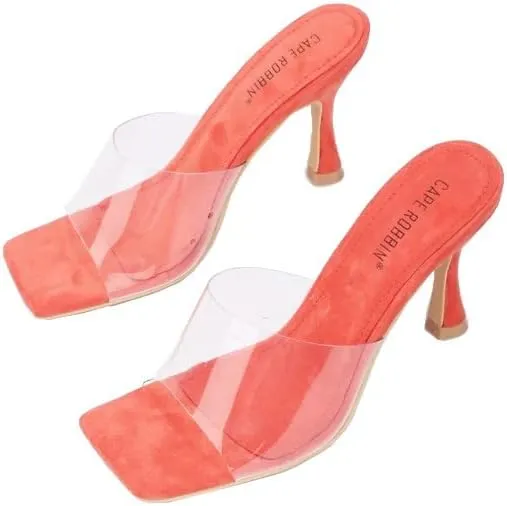 Cape Robbin Clear Sexy High Heels for Women, Transparent Open Toe Shoes Heels for Women