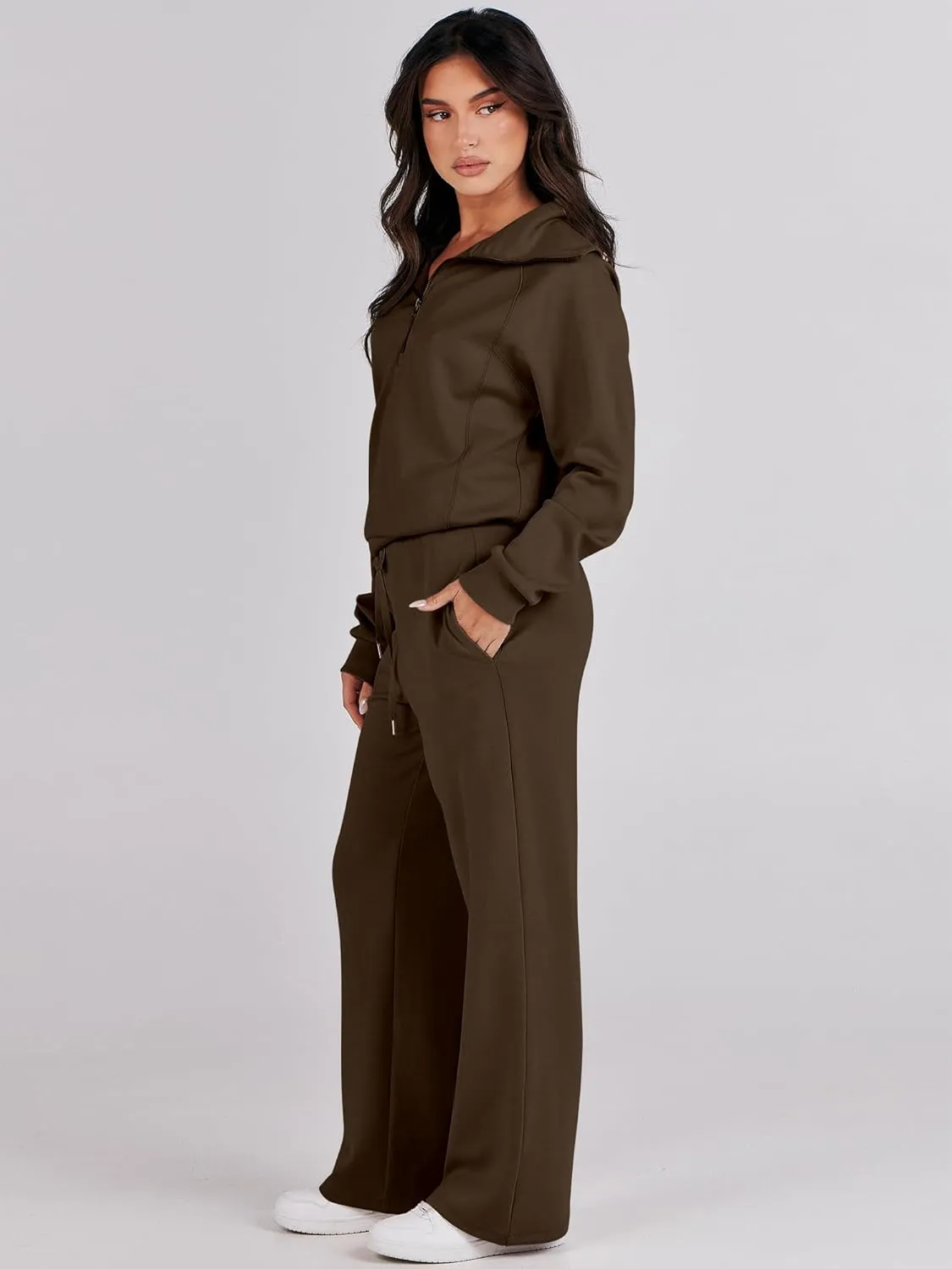 Caracilia Womens 2 Piece Outfits Lounge Sets Oversized Sweatshirt Sweatpants Sweatsuit Matching Sweat Set 2024 Fall Tracksuit