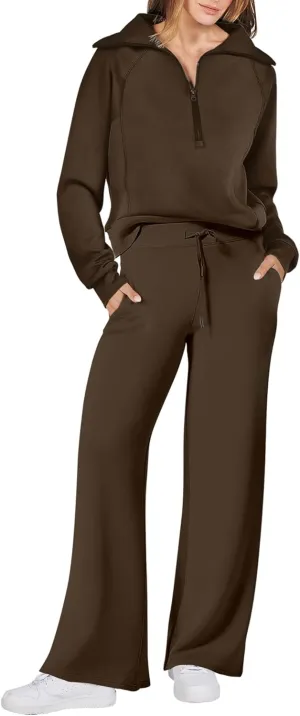 Caracilia Womens 2 Piece Outfits Lounge Sets Oversized Sweatshirt Sweatpants Sweatsuit Matching Sweat Set 2024 Fall Tracksuit