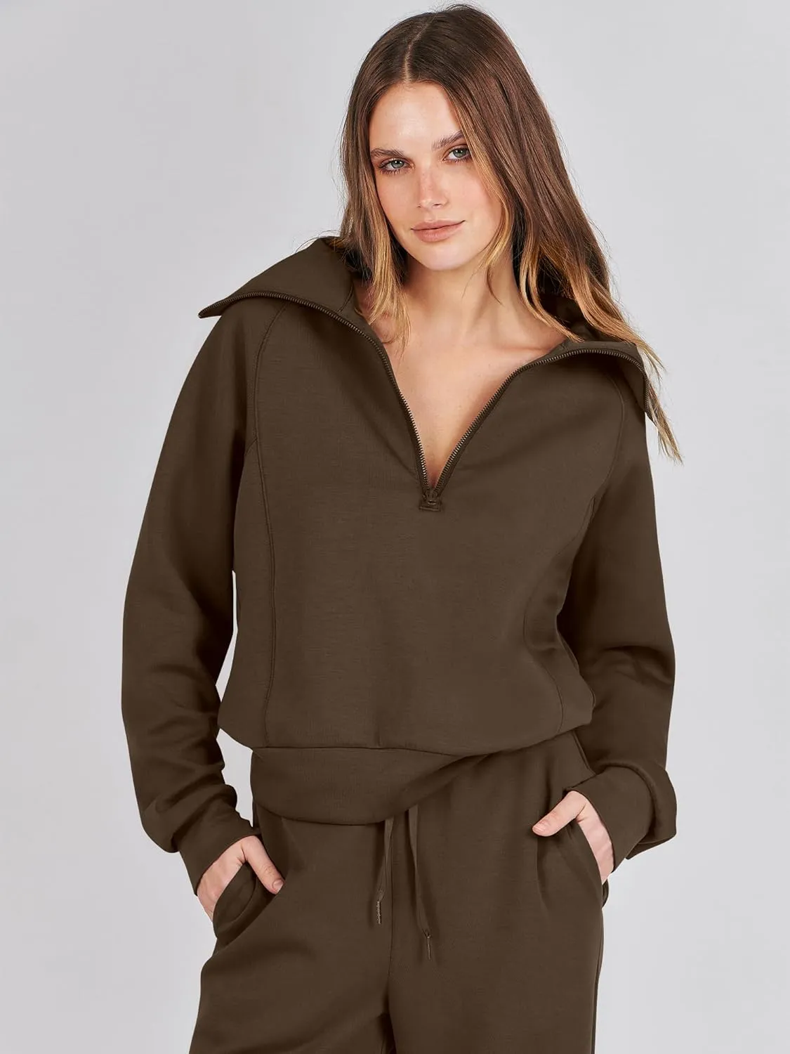 Caracilia Womens 2 Piece Outfits Lounge Sets Oversized Sweatshirt Sweatpants Sweatsuit Matching Sweat Set 2024 Fall Tracksuit