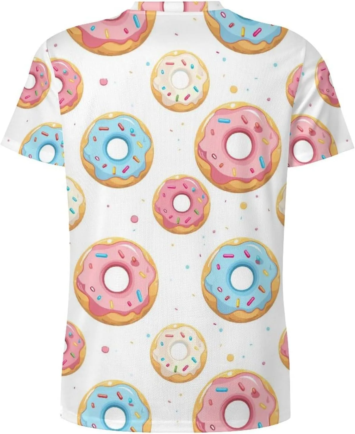Cartoon Donuts with Sprinkle Men's T-Shirt Short Sleeve T-Shirts Casual Tops Ice Silk Tees