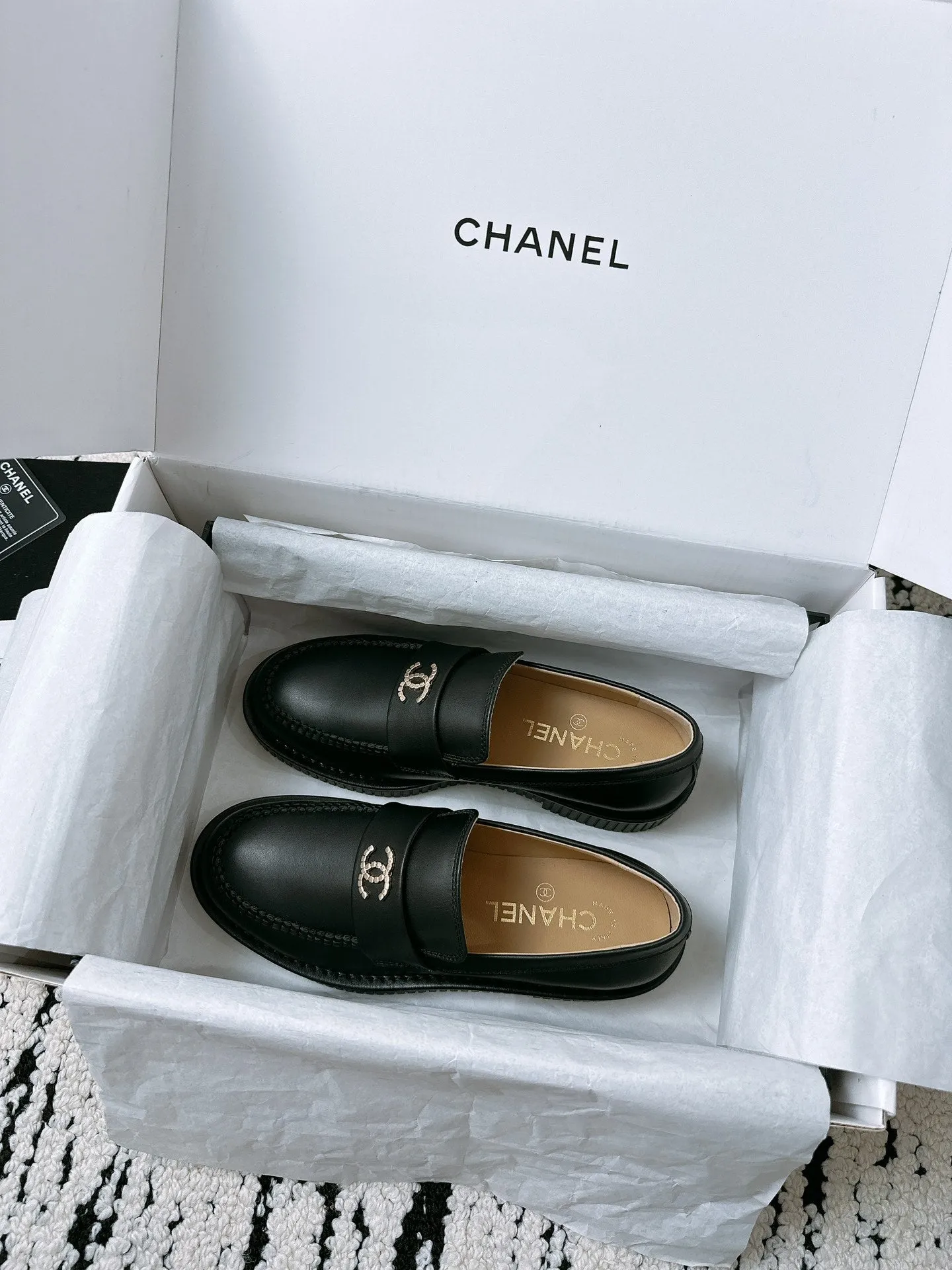 CC Moccasins In Black Lambskin 144540