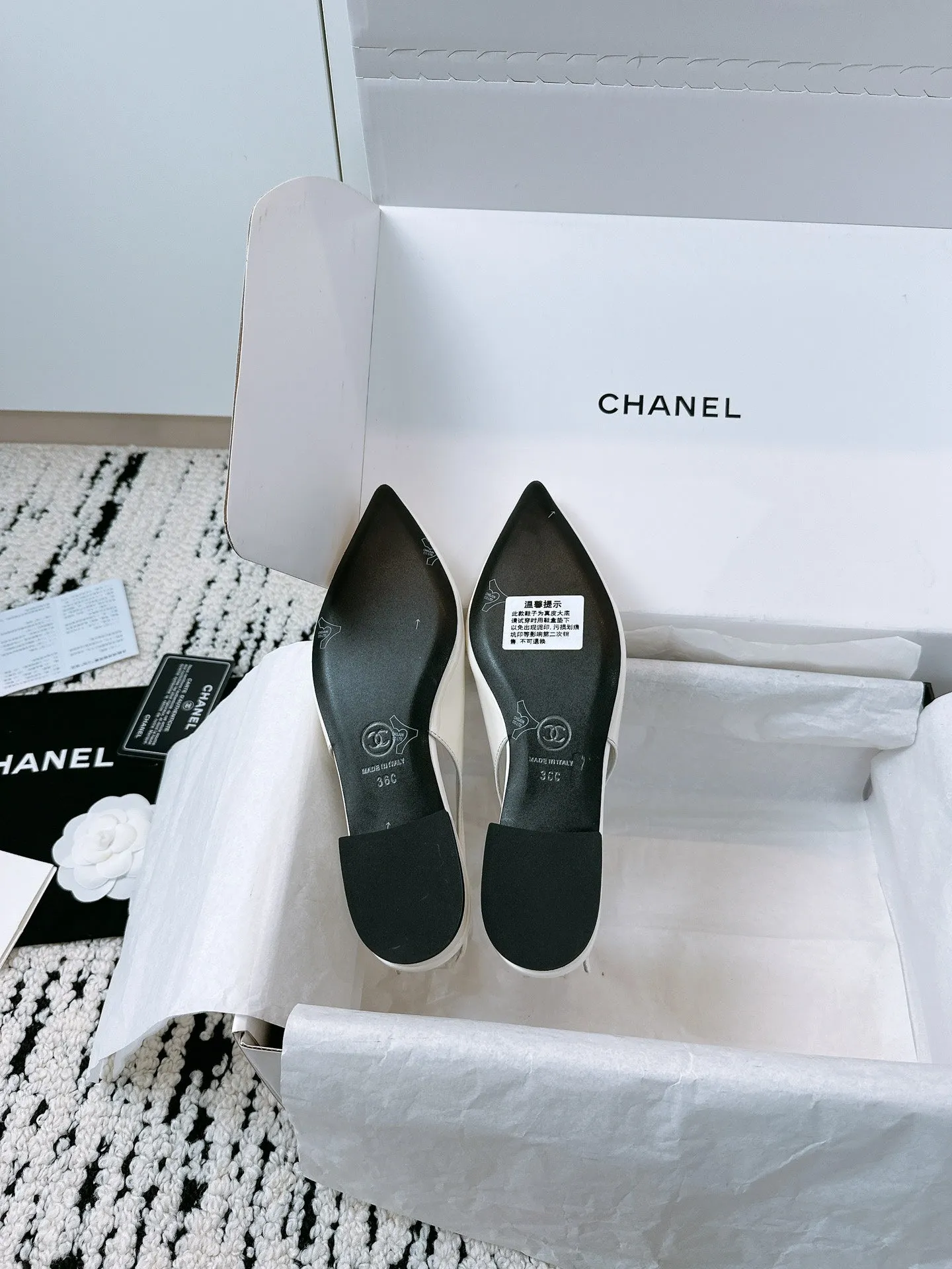 CC Slinback Flats In White Glossy Lambskin 144673