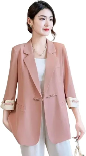 Chinese Style Suit Jacket Women's Blazer Loose Versatile Spring Summer Autumn Suit Tops