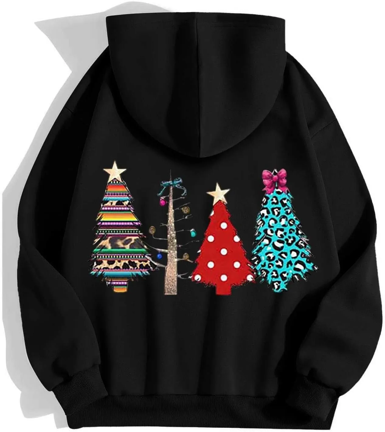 Christmas Hoodies for Women Xmas Tree Graphic Zipper Long Sleeve Pullover Coat Casual 2024 Trendy Clothes with Pocket