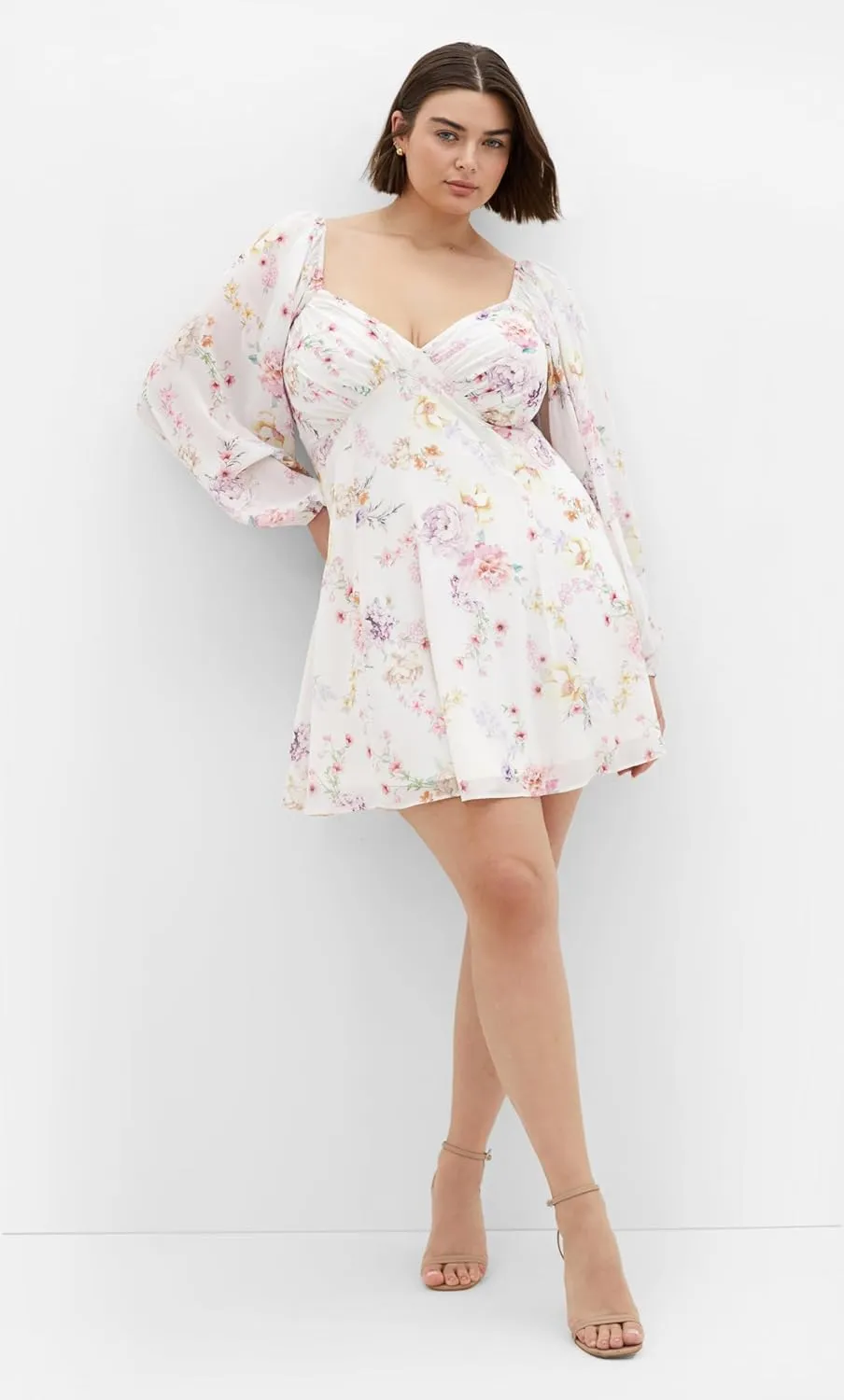 City Chic Women's Plus Size Dress - Flirty Floral Print Mini