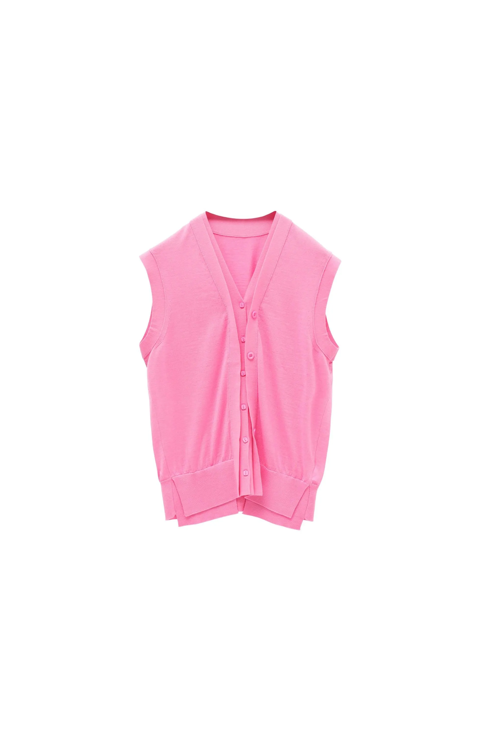 Colorful Layered Wool Vest for Women | V-Neck Mock Two-Piece Design | Gray, Pink, Yellow