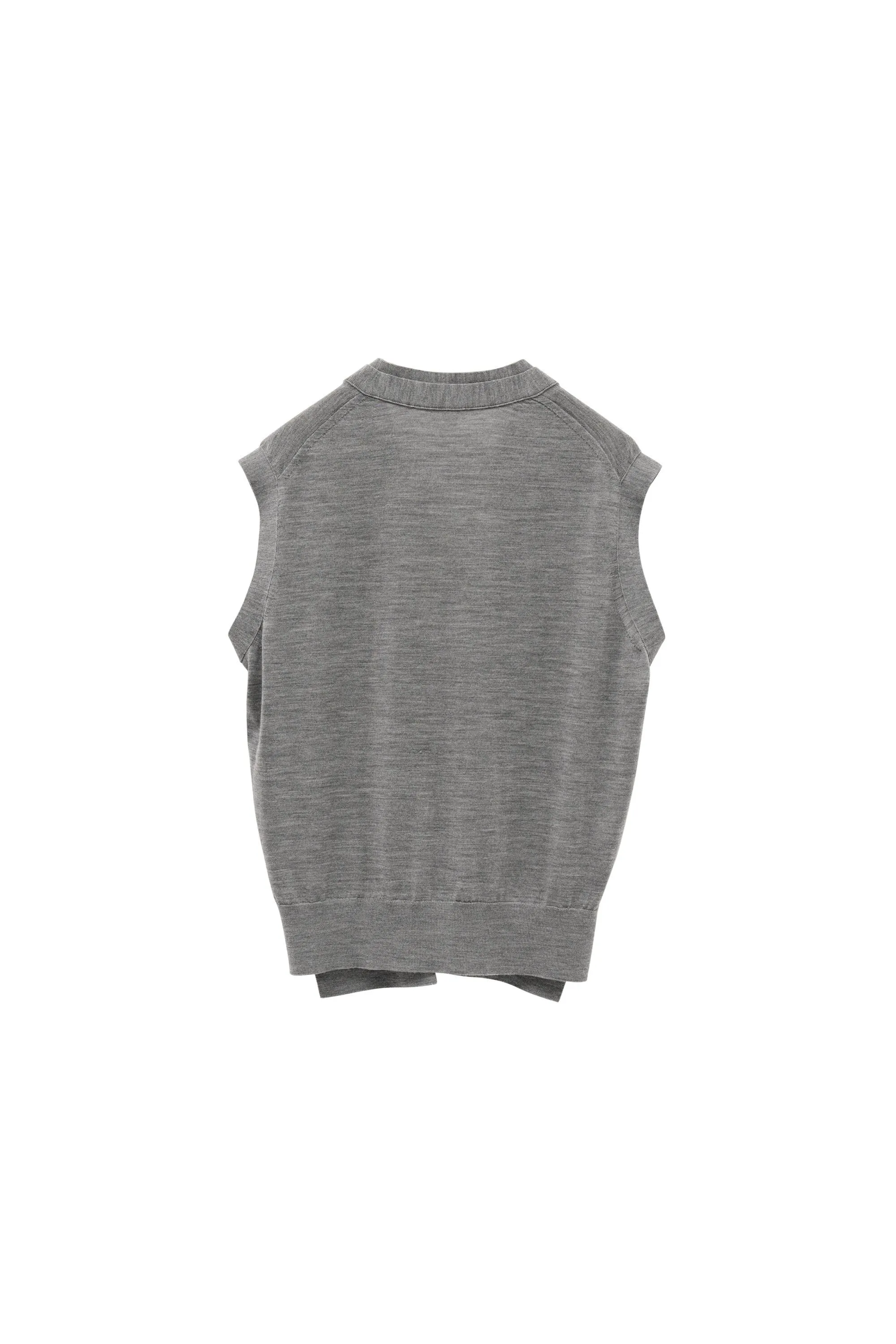 Colorful Layered Wool Vest for Women | V-Neck Mock Two-Piece Design | Gray, Pink, Yellow