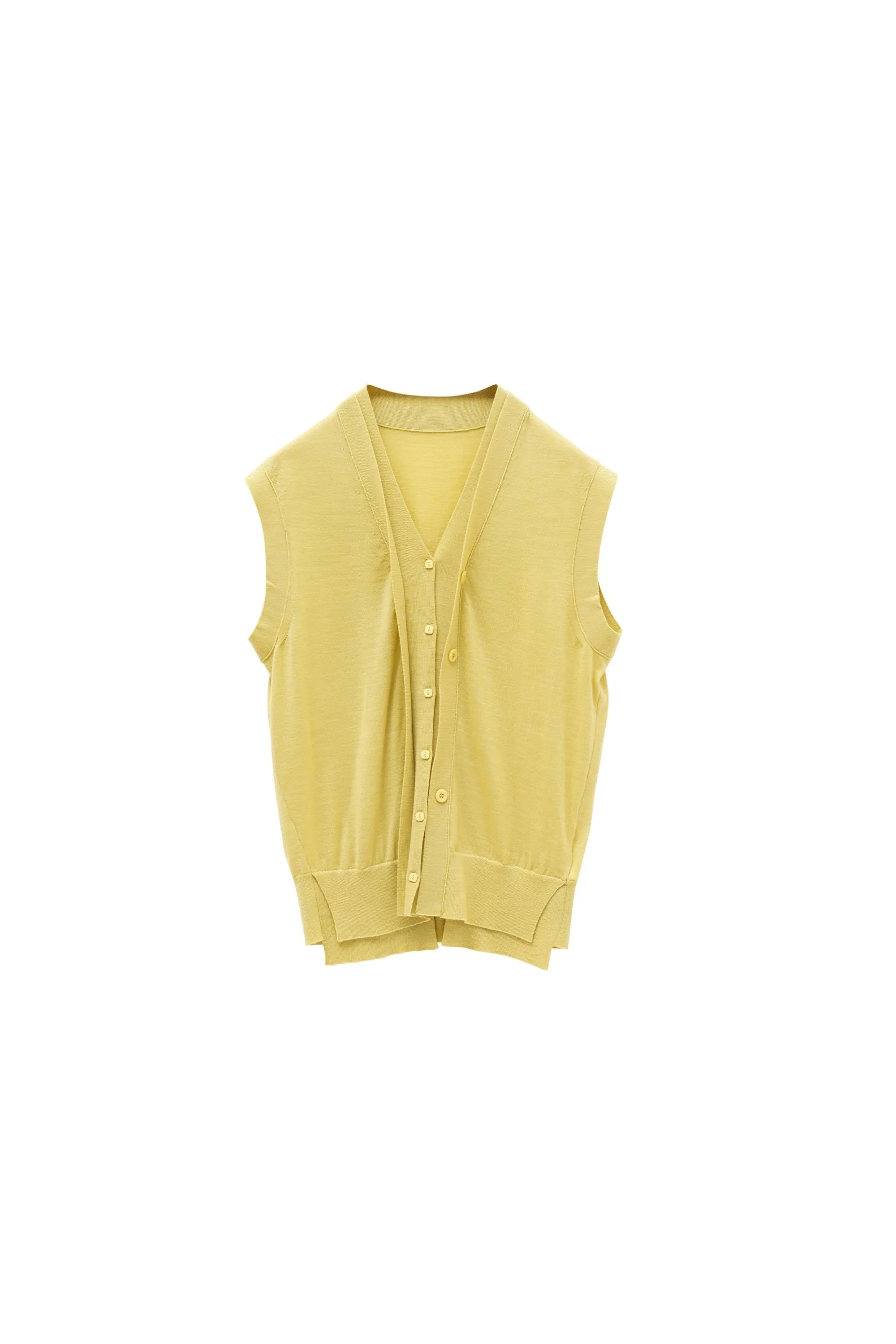 Colorful Layered Wool Vest for Women | V-Neck Mock Two-Piece Design | Gray, Pink, Yellow
