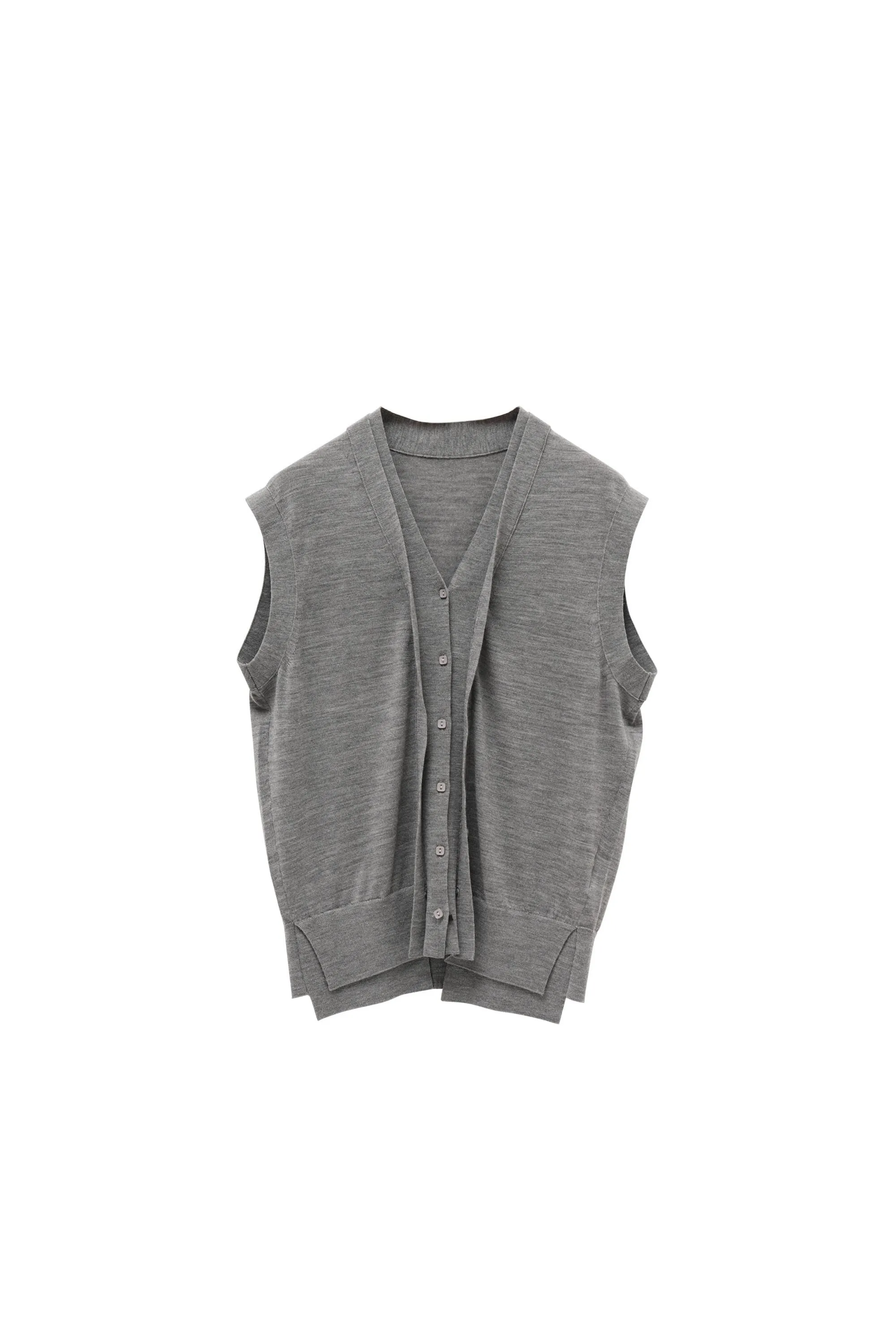 Colorful Layered Wool Vest for Women | V-Neck Mock Two-Piece Design | Gray, Pink, Yellow