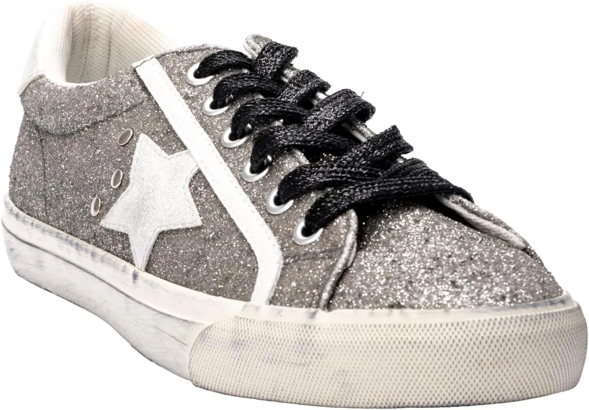 Corkys Footwear Hey Girl Womens Big Dipper Fashion Sneakers - Featuring a Star Patch on The Side with Stud Embellishments, Comfortable Insoles, and A Lace-up Design
