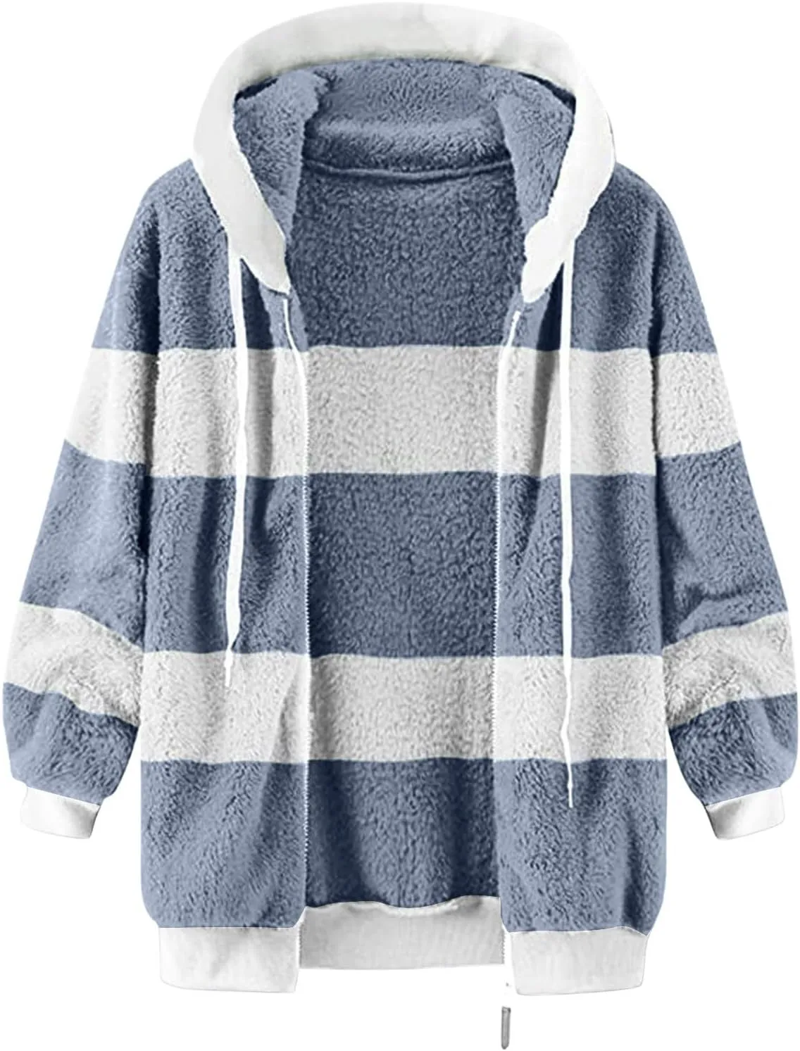 COTECRAM Winter Coats for Women 2023 Casual Plus Size Fleece Jacket Color Block Zip Up Hoodies Coat Outwear with Pockets