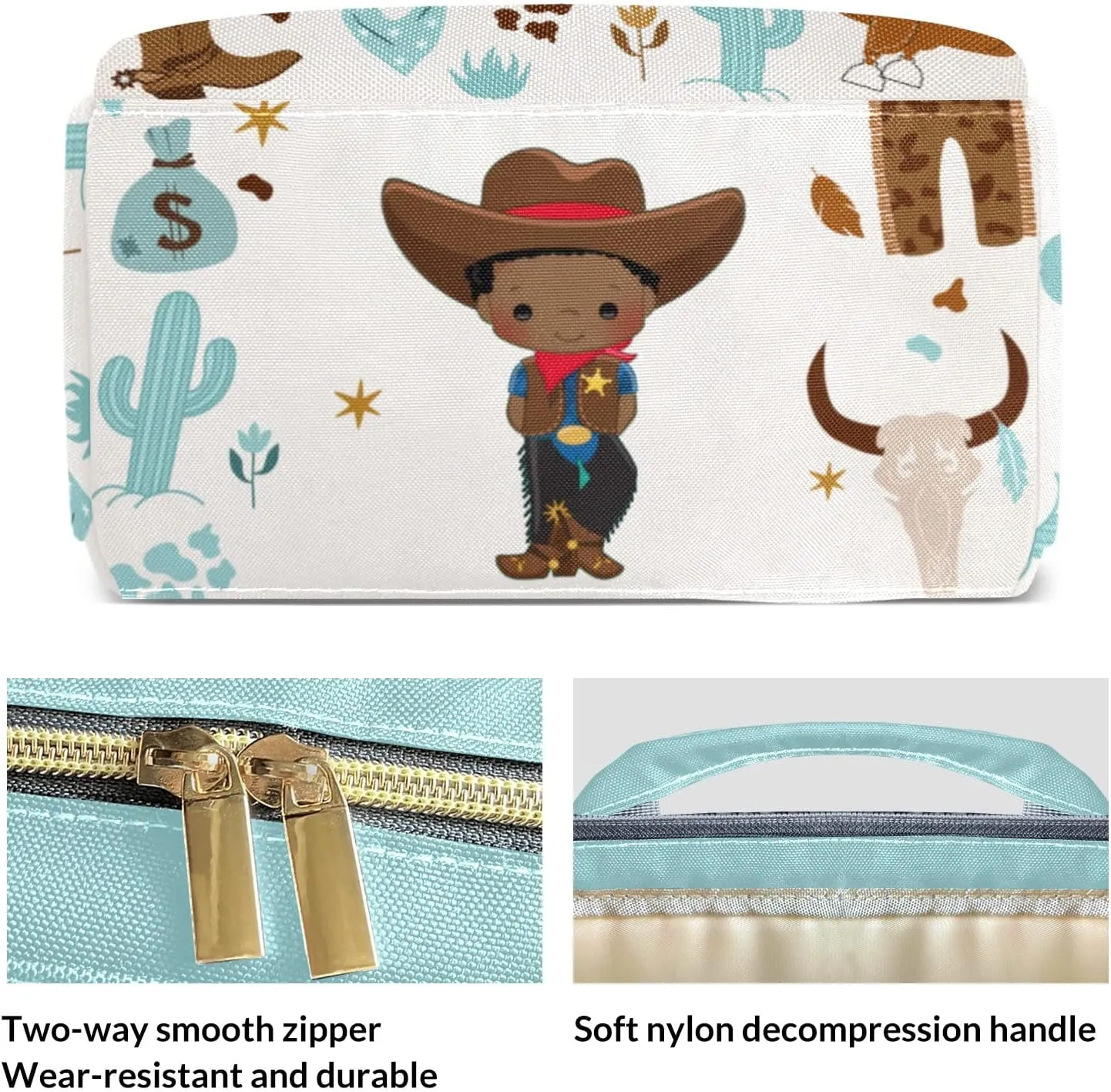 Cowboy Sunflower Hats Boots Personalized Large Capacity Diaper Bags,Custom Name Backpack Casual Daypack Bag Nappy Bag Gifts