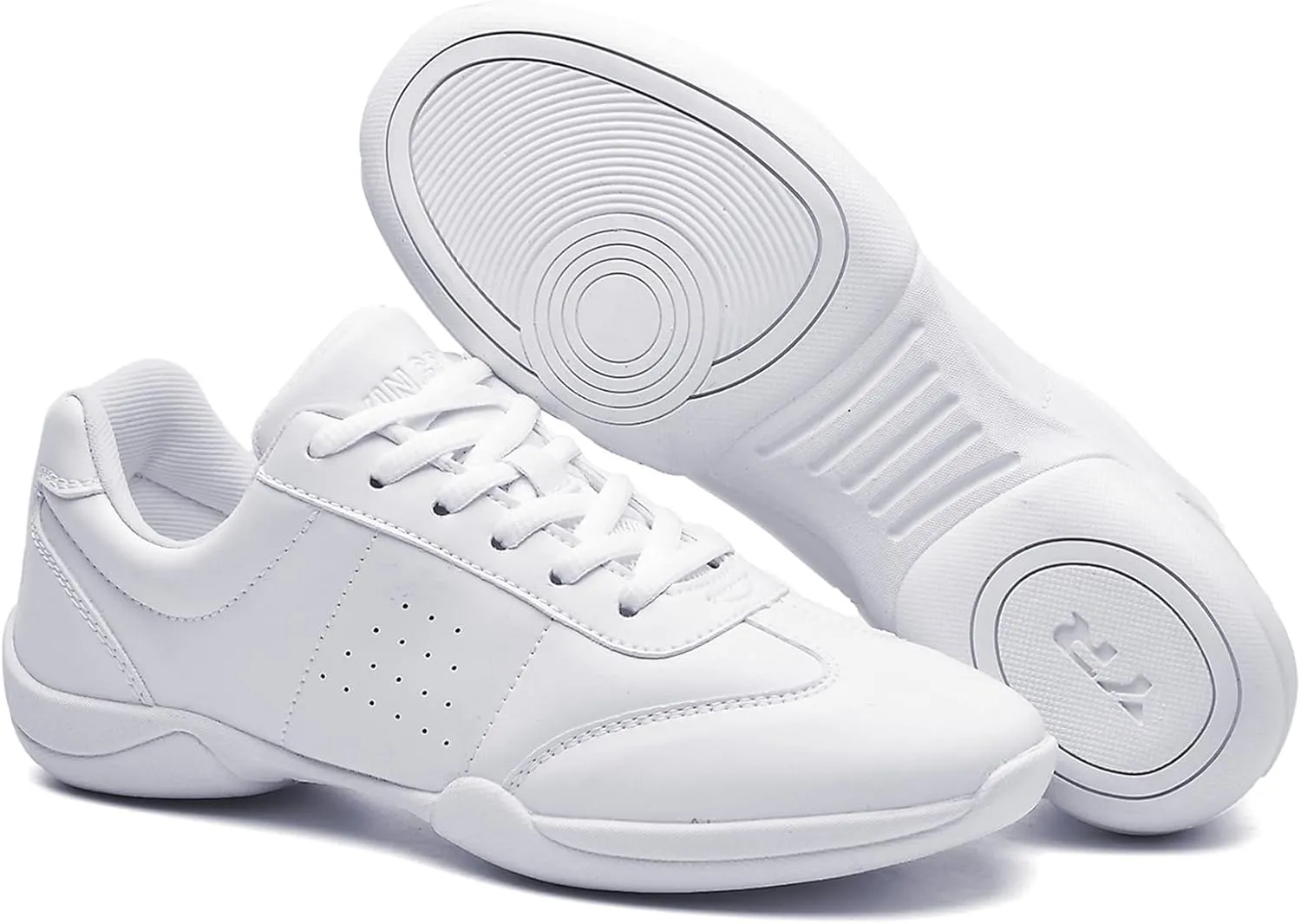 DADAWEN Adult & Youth White Cheerleading Shoe Athletic Sport Dance Shoes Training Competition Tennis Sneakers Cheer Shoes