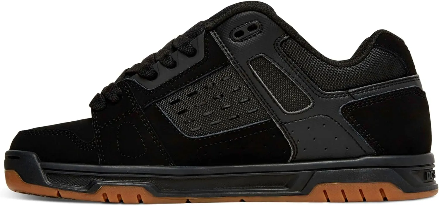 DC mens Stag Skate Shoe fashion sneakers, Black/Gum, 7.5 US