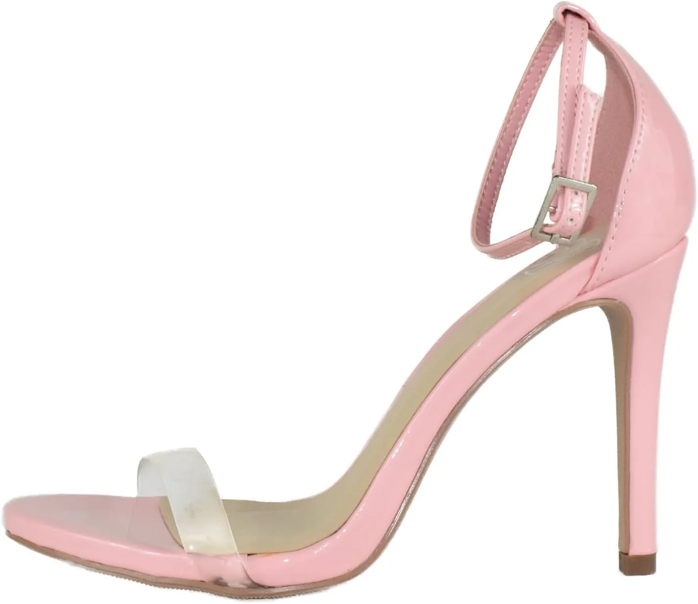 Delicious Shoes Women Ankle Strap Lucite Clear Band Stiletto High Heel Sandals Open Toe JACKEY-S