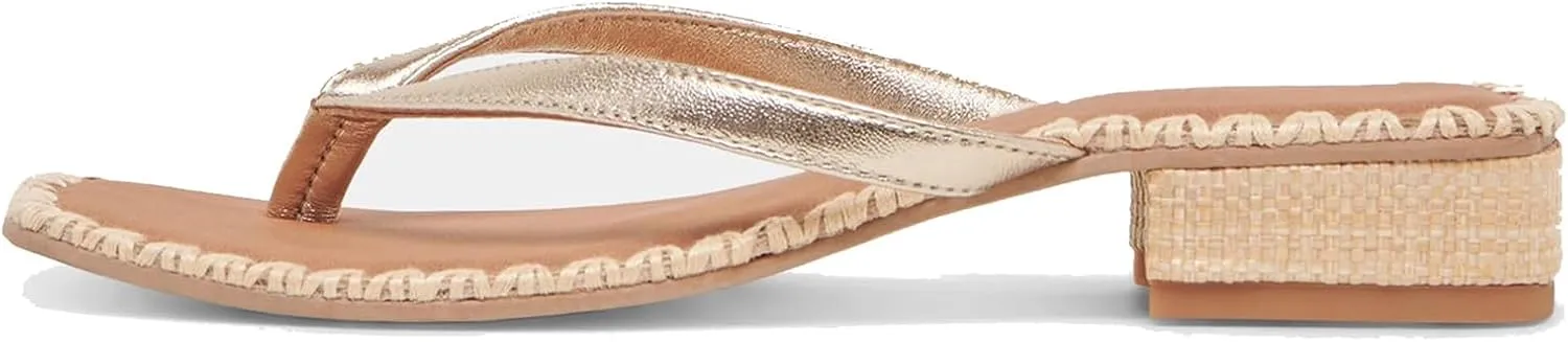 DOEYG Raffia Heels Sandals for Women Summer Beach Flip Flops Square Open Toe Flat Heeled Sandals Dressy Comfortable Slip on Thong Sandals