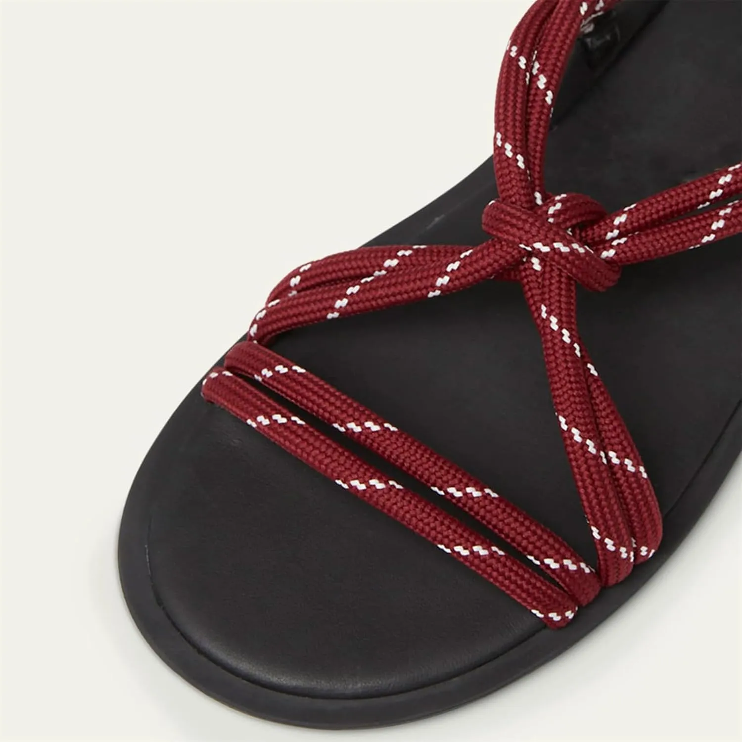 DOEYG Rope Flat Sandals for Women Beach Open Toe Thong Sandals Comfortable Dressy Summer Slip On Slide Sandals with Adjustable Buckle Strap