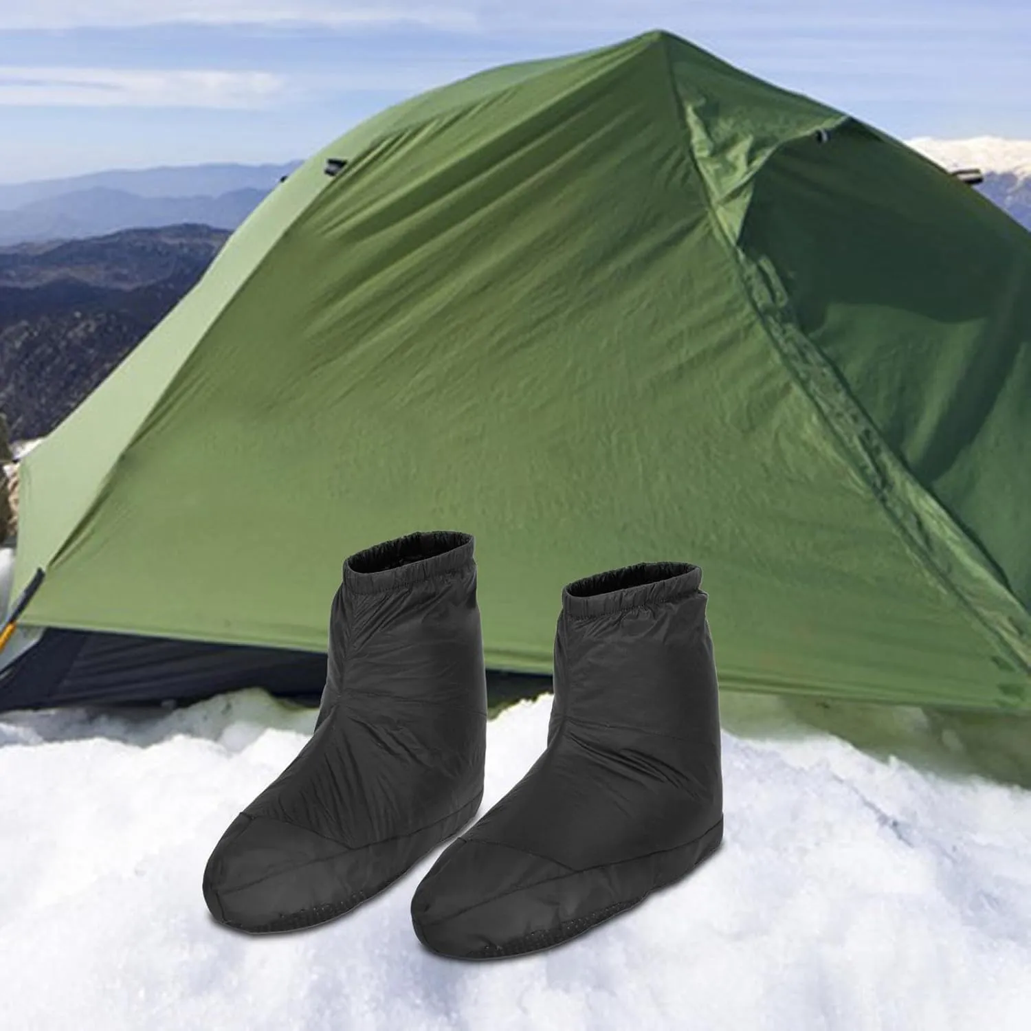 Down Booties Down Slippers Non Slip Sleeping Slippers Insulated Warm Boots Down Boots for Camping Sleeping Bag Indoor