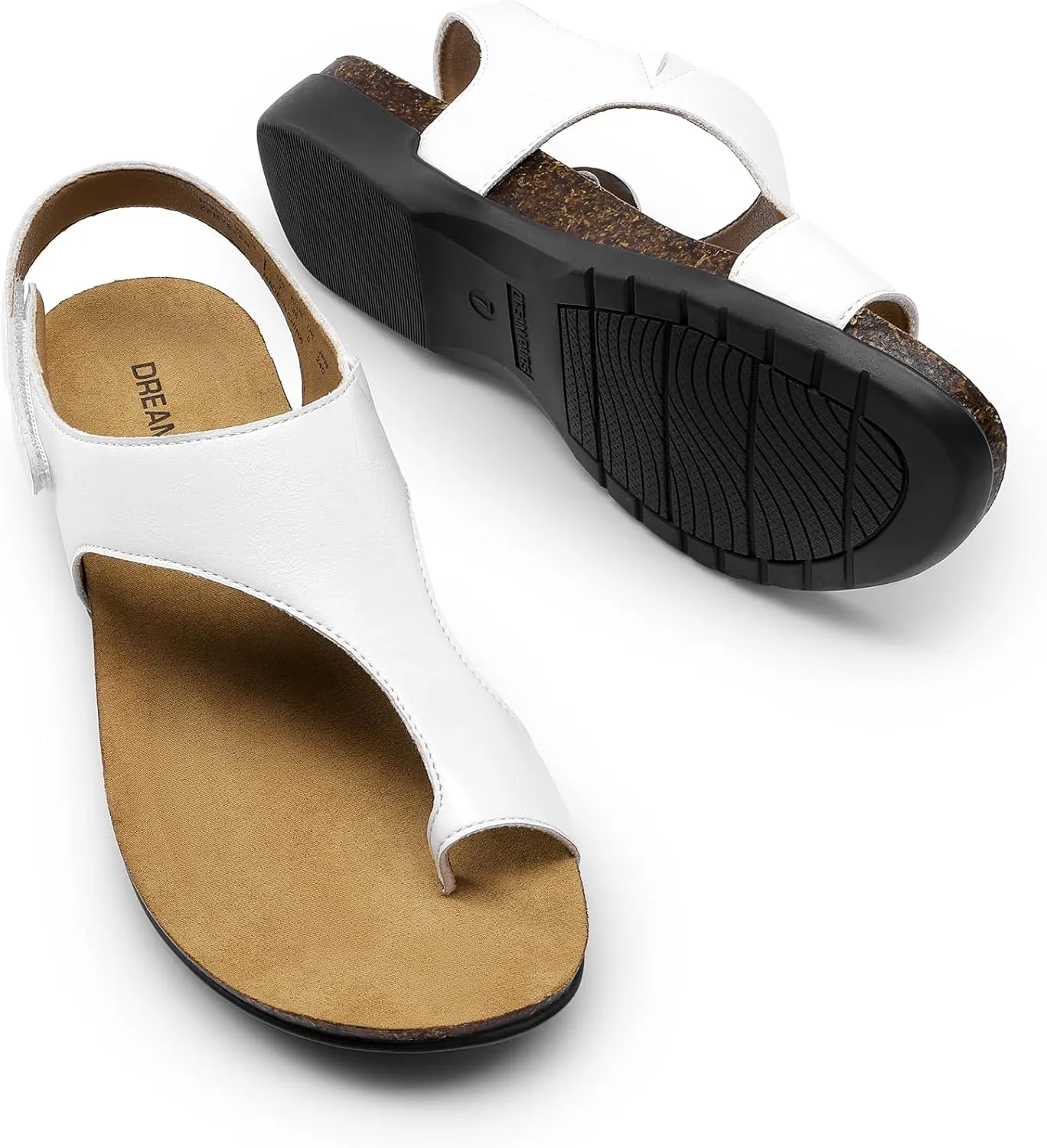 DREAM PAIRS Women's Comfortable Cork Footbed Arch Support Sandals Casual to Dressy Thong Walking Flat Sandals for Summer